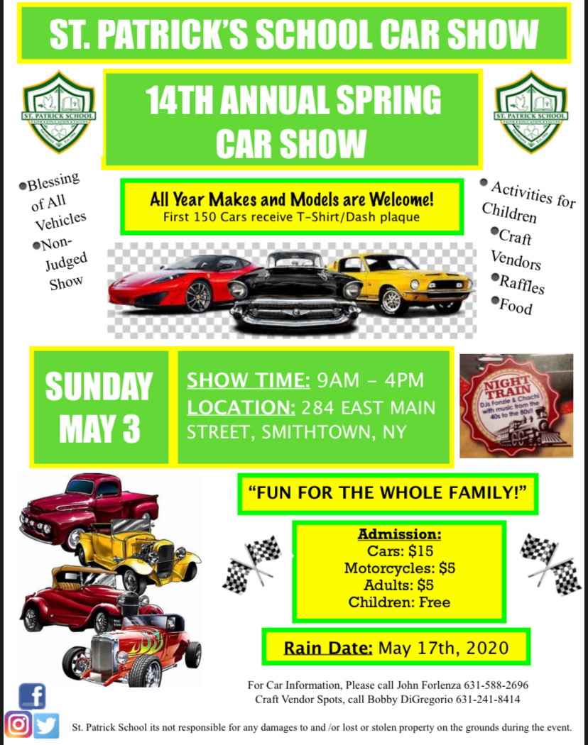 2020 St. Patrick's School Car Show Flyer 05-03-2020